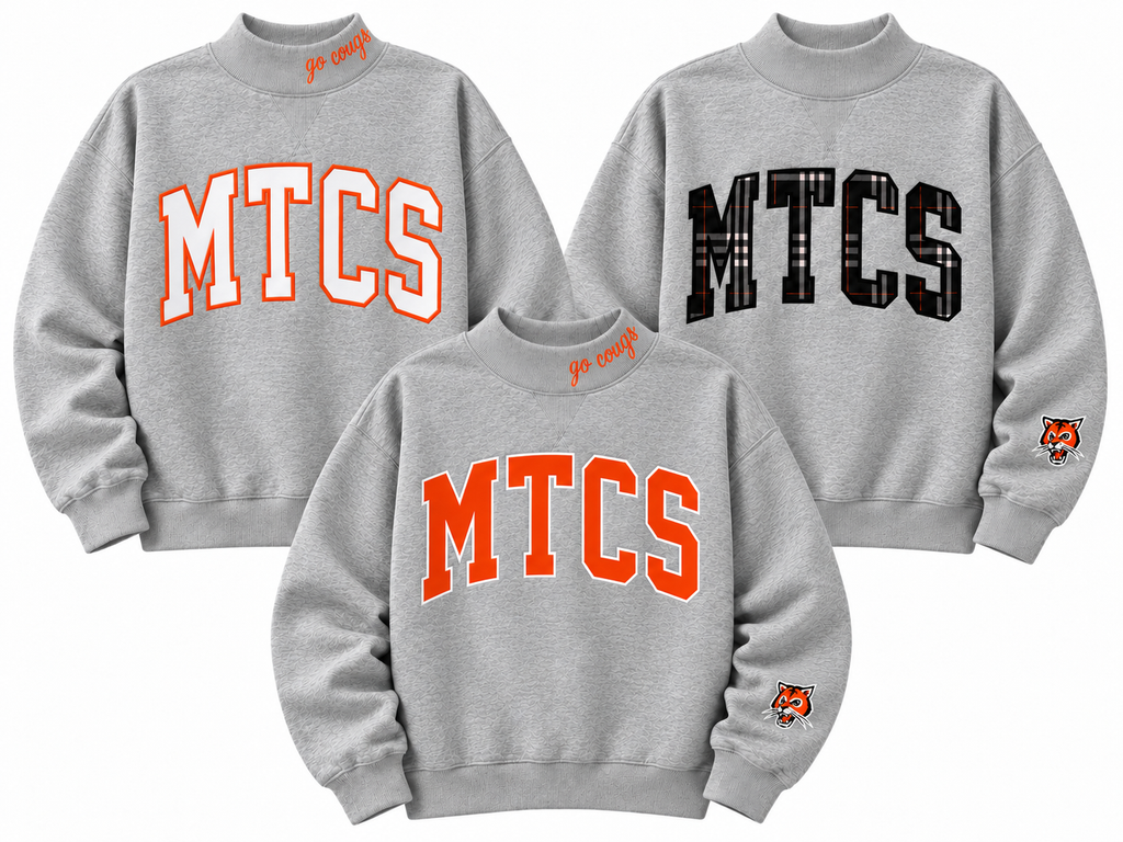 MTCS Youth Mock Neck Sweatshirt with Collar & Sleeve Logo