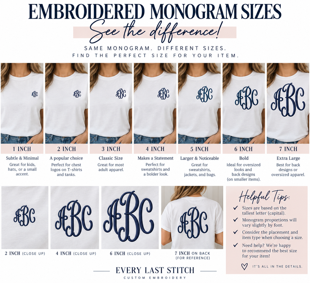 Embroidered Monogram or Name on Your Item - Drop off Service