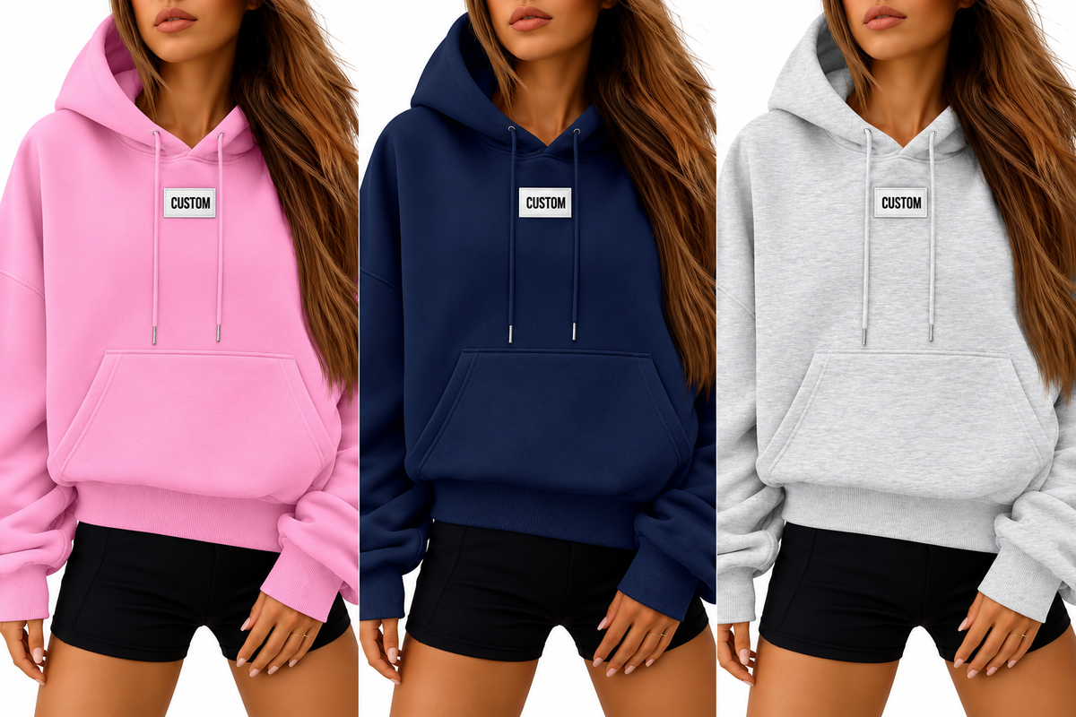 Custom Embroidered Tag Oversized Cropped Hoodie