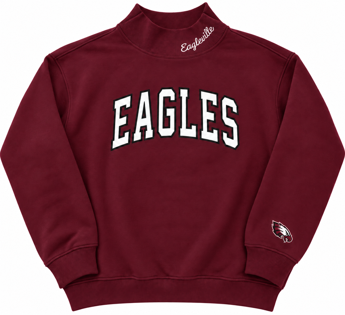 Embroidered Eagleville Mock Neck Sweatshirt
