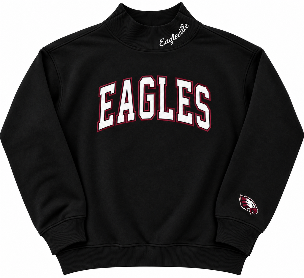 Embroidered Eagleville Mock Neck Sweatshirt